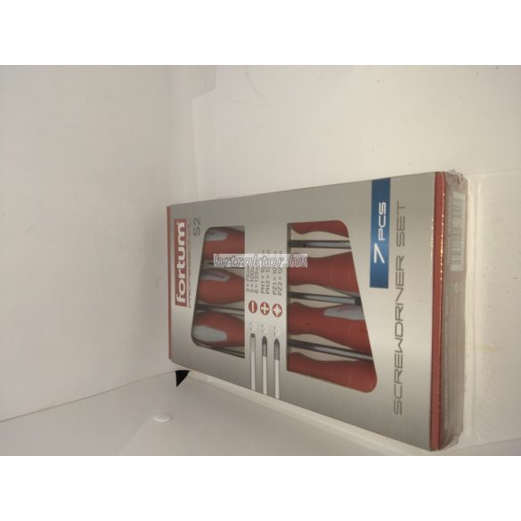 csavarhúzó klt., 7db; lapos: 3×75, 5×100, 6×125mm, PH1×100, PH2×125, PZ1×100, PZ2×125, CV. mágneses, papír doboz