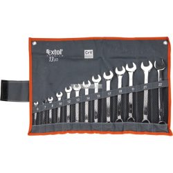   csillag-villás kulcs klt., CrV., elliptikus, vászon tartóban ; 13db, 6-22mm