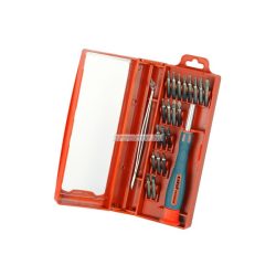   órás csavarhúzó klt. 22 db C.V. bitekkel; lapos 1,5-3mm, PH000-PH1, PZ0-PZ1, imbusz: 1,5-3mm, torx: T6-20